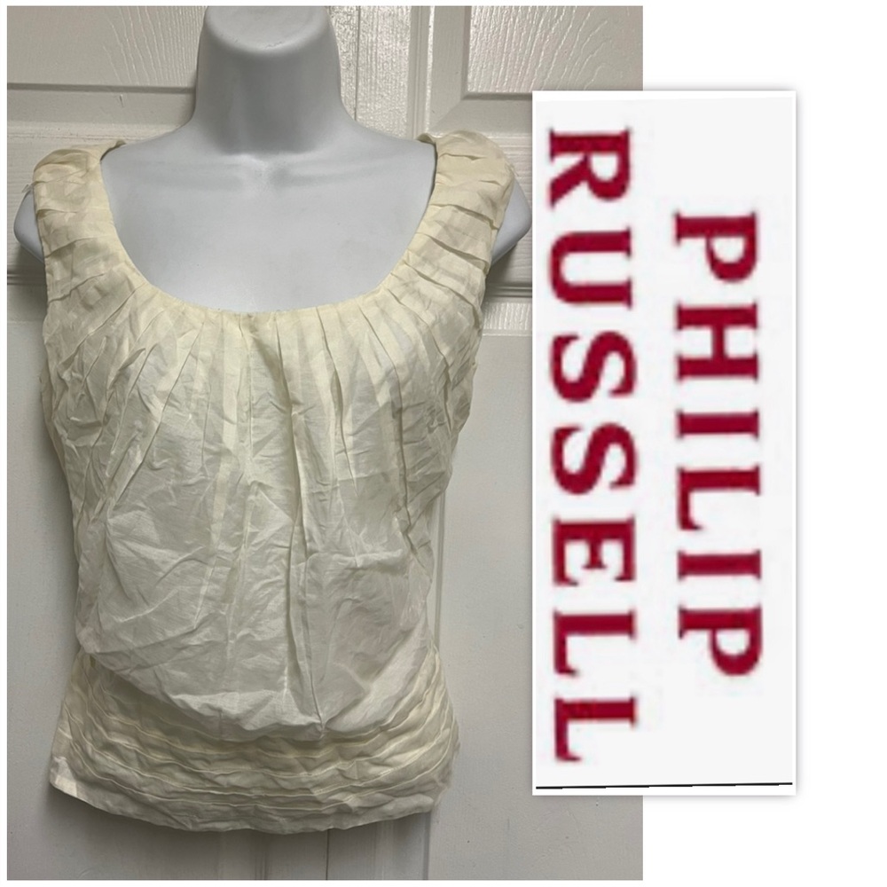 Philip Russel Off White Silk Sleeveless Top